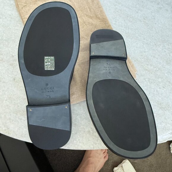 GUCCI 777849 MEN'S BLACK LEATHER INTERLOCKING G SANDALS, Gucci sz 7.5 (US 8) - Picture 12 of 13